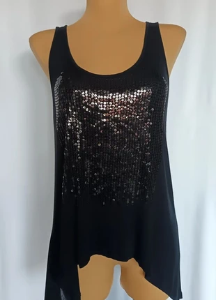 Débardeur noir asymétrique à sequins et fermeture éclair à l’arrière Phildar Taille 38 - H125, brand: Phildar, condizioni: Ottime, taglia: M / IT 42 / EU 38, €5.00, €5.95 include la Protezione acquisti Pro