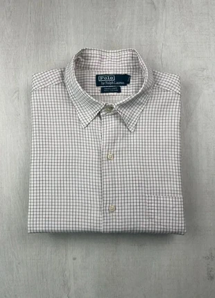 Chemise Ralph Lauren Marlowe à carreaux marron 100 % coton blanc homme classic fit vintage, brand: Ralph Lauren, condition: Very good, size: L, €35.00, €37.45 includes Buyer Protection Pro