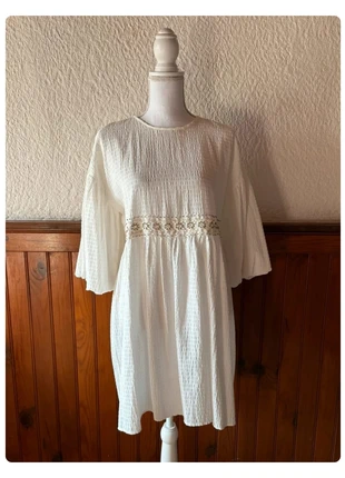 Robe mi longue blanc texturé manches bouffantes style bohème Koton Taille S / 36, marke: Koton, zustand: Sehr gut, größe: S / 36 / 8, 12,00 €, 13,30 € inklusive Vinted-Käuferschutz