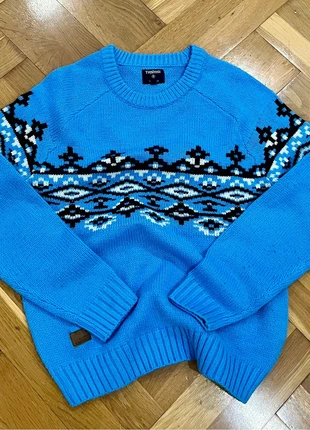 Pull acrylique bleu à motif vintage - taille S, marque: Vintage Dressing, état: Très bon état, taille: S / 36 / 8, 8,00 €, 9,10 € Protection acheteurs incluse