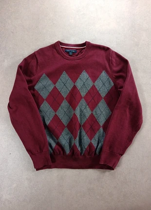 Pull Tommy Hilfiger 100% coton col rond à motifs Argyle | bordeaux/gris | taille L pour homme, marca: Tommy Hilfiger, estado: Muy bueno, tamaño: L, 24,90 €, 26,85 € Protección al comprador Pro incluida