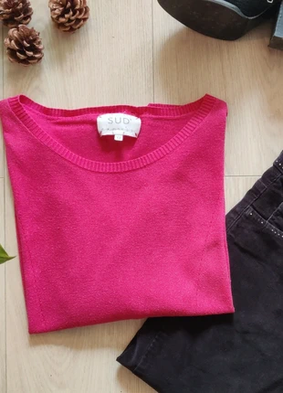 Pull SUD Express rose framboise • fin & doux • manches 3/4 • viscose/nylon • taille M, marca: SUD Express, estado: Muy bueno, tamaño: M / 38 / 10, 4,00 €, 4,90 € Protección al comprador incluida