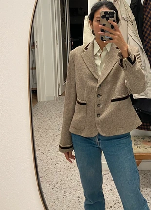 Vintage wool barncore beige cropped blazer, marque: Vintage Dressing, état: Très bon état, taille: L / 40 / 12, 22,00 €, 23,80 € Protection acheteurs incluse