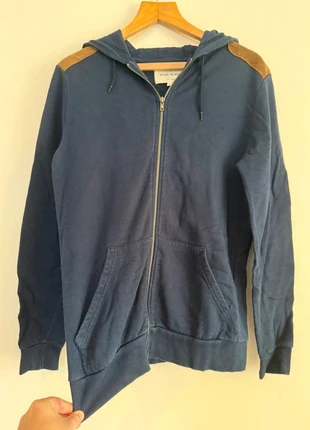 River Island Navy Zip-Up Hoodie with Corduroy Shoulder Detail - Size S - Great Condition, brand: River Island, condition: Very good, size: S, £2.00, £2.80 includes Buyer Protection