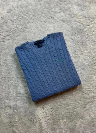 Pull torsadé Sweat hiver col rond Tressé Raph Lauren bleu logo vert S femme, marca: Ralph Lauren, estado: Muito bom, tamanho: S / 36 / 8, €46.00, €49.00 inclui Proteção do Comprador