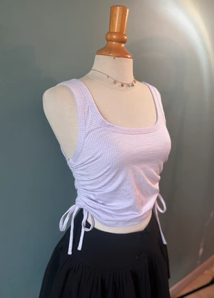 💜 Crop top vichy lilas, brand: Lefties, condition: Very good, size: S / 36 / 8, €3.50, €4.38 includes Buyer Protection