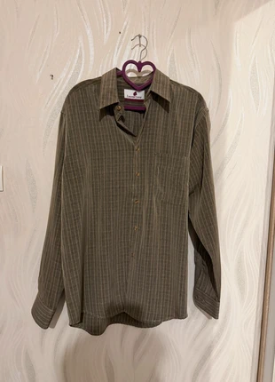 Chemise Laurent Cerrer 👔 rayée beige/kaki Taille 3 (M/L env.) style léger & élégant, brand: Laurent Cerrer, condizioni: Ottime, taglia: L, €15.00, €16.45 include la Protezione acquisti