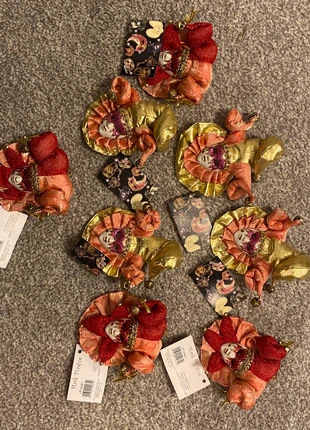 8 x orange and gold masquerade mardis gras Christmas tree decorations, brand: Masquerade, condition: New, £11.00, £12.25 includes Buyer Protection