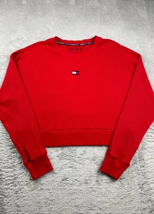 Pull col rond crop top - Tommy Hilfiger - Couleur Rouge logo brodé - Taille L Femme, brand: Tommy Hilfiger, condition: Very good, size: L / 40 / 12, €24.90, €26.85 includes Buyer Protection Pro