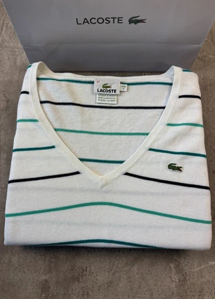 Pull col V lacoste unies blanc logo brodé taille L femme / KZ083, brand: Lacoste, condition: Very good, size: L / 40 / 12, €34.90, €37.35 includes Buyer Protection