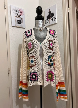 Cardigan en crochet style rétro bohème vintage chic, brand: Vintage Dressing, condition: Very good, size: XL / 42 / 14, €18.00, €19.60 includes Buyer Protection Pro