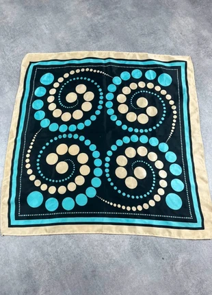 Petit foulard carré mixte Vintage motif pois bleu/doré -Taille 51x51cm, brand: Vintage Dressing, condition: Good, €3.00, €3.85 includes Buyer Protection