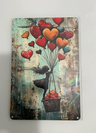 Metal wall sign girl balloons hearts, brand: metal sign, condition: New with tags, £2.00, £2.80 includes Buyer Protection