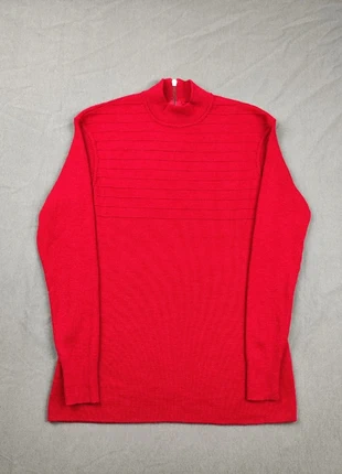 Pull élégant rouge côtelé col zippé arrière, vintage 90s, Y2K, ajusté stretch, taille M femme, condition: Very good, size: M / 38 / 10, €20.00, €21.70 includes Buyer Protection