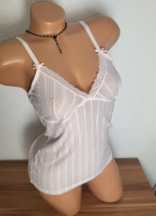 Spitzentop Y2k Lingerie Vintage Camisole Nadelstreifen Schleife mesh coquette lolita fairy, marque: Vintage Love, état: Très bon état, taille: S / 36 / 8, 16,00 €, 17,50 € Protection acheteurs incluse