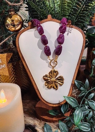 🍂 Prachtige Trendy chunky ketting met grote bloemen hanger, merk: Handgemaakt, staat: Nieuw zonder prijskaartje, € 25,00, € 26,95 inclusief Kopersbescherming