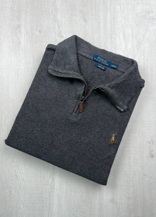 Pull col camionneur zippé Ralph Lauren gris foncé coton logo jaune brodé L homme, marque: Ralph Lauren, état: Très bon état, taille: L, 62,00 €, 65,80 € Protection acheteurs (Pro) incluse