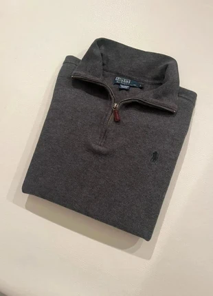 Pull 1/4 Zip Col Camionneur Ralph Lauren – Gris Taupe – Logo Cavalier – Taille L - SKU 97, marca: Ralph Lauren, estado: Muito bom, tamanho: L, €55.00, €58.45 inclui Proteção do Comprador Pro