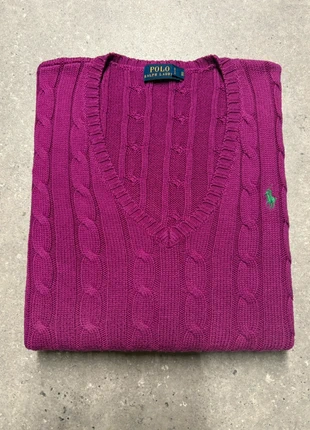Torsadé Ralph Lauren pull col v rose femme brodé sweat cable knit coton V-PR19, marque: Ralph Lauren, état: Très bon état, taille: S / 36 / 8, 49,90 €, 53,10 € Protection acheteurs (Pro) incluse