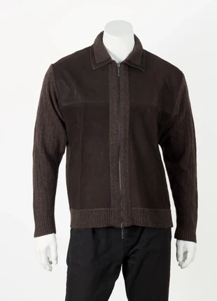 Veste zippée marron Maselli – laine mérinos & daim – made in Austria – taille 50 (L), brand: maselli, condition: Very good, size: L, €50.00, €53.20 includes Buyer Protection