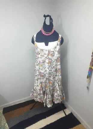 Vestido blanco estampado – Desigual, marque: Desigual, état: Très bon état, taille: XXL / 44 / 16, 8,00 €, 9,10 € Protection acheteurs incluse