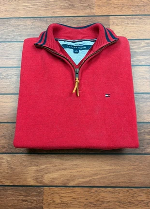 Pull half zip 1/4 zip Tommy Hilfiger rouge col camionneur logo brodé - Taille M, marca: Tommy Hilfiger, estado: Muy bueno, tamaño: M, 30,00 €, 32,20 € Protección al comprador incluida