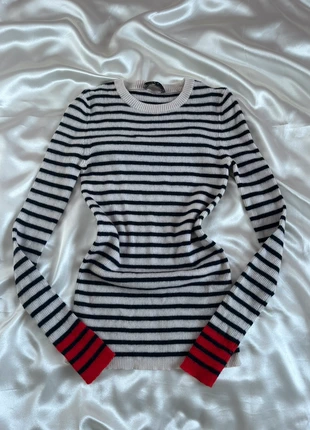 Pull rayé bleu et rouge en maille laine mérinos - 80s, brand: Top Vintage, condition: Very good, size: S / 36 / 8, €21.00, €22.75 includes Buyer Protection Pro