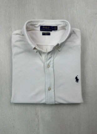 Chemise Polo Ralph Lauren blanche Featherweight Mesh logo bleu brodé M homme, marque: Ralph Lauren, état: Très bon état, taille: M, 42,00 €, 44,80 € Protection acheteurs (Pro) incluse