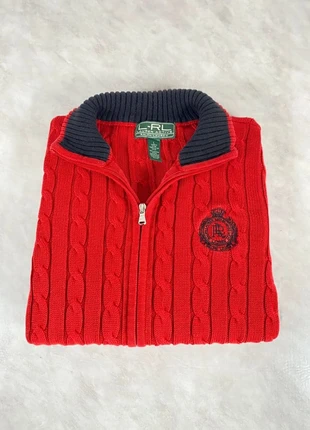 Ralph Lauren Active Femme – Pull/gilet torsadé rouge – logo brodé – Taille M Code 218N, brand: Lauren Ralph Lauren, condition: Very good, size: M / 38 / 10, €39.00, €41.65 includes Buyer Protection Pro