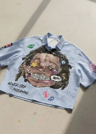 Chemise streetwear ample, col Mao rayé lettrage., brand: Sélection Festive, condizioni: Ottime, taglia: M / IT 42 / EU 38, €39.90, €42.60 include la Protezione acquisti