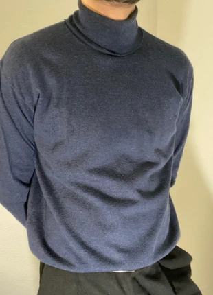 Pull Vintage Bleu Marine col roulé Laurentis style Old Money Élégant – 00124, merk: Vintage Dressing, staat: Heel goed, maat: L, € 14,99, € 16,44 inclusief Kopersbescherming