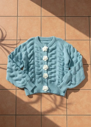 Cardigan turquoise boutons fleurs crochet – taille S – style cute cosy girly, brand: eloria, condizioni: Ottime, taglia: S / IT 40 / EU 36, €39.99, €42.69 include la Protezione acquisti Pro