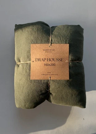 Drap Housse en Lin lavé 160x200, marca: Maison du lin, estado: Novo com etiquetas, tamanho: Casal Queen (150–180 cm x 190–200 cm), €30.00, €32.20 inclui Proteção do Comprador Pro