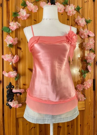 Satin Feel Floral Accent Cami | Layered Hem | Bow Detail | 848., brand: babydoll, condition: Very good, size: L / 40 / 12, €22.00, €23.80 includes Buyer Protection