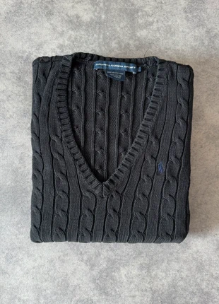 Pull col V Torsadé Ralph Lauren noir logo marine L femme, marque: Ralph Lauren, état: Très bon état, taille: L / 40 / 12, 50,00 €, 53,20 € Protection acheteurs incluse