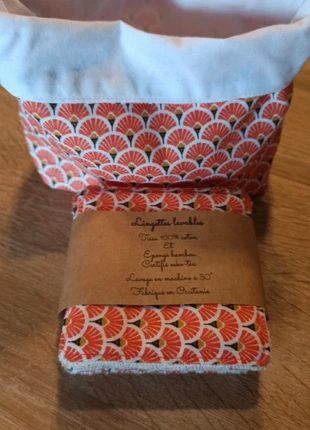 10 lingettes lavables et son pochon réversible, brand: Fait Main, condition: New with tags, €10.00, €11.20 includes Buyer Protection