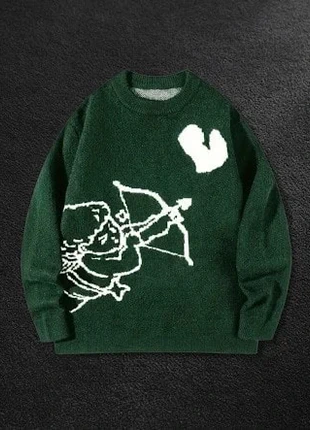 Pull vert foncé Cupidon & cœur homme - Taille M, marque: Vintage Dressing, état: Très bon état, taille: M, 55,00 €, 58,45 € Protection acheteurs incluse