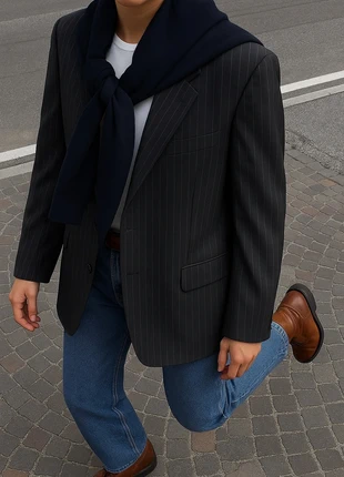 Magnifique Blazer oversize rayé marron, marque: Vintage Dressing, état: Très bon état, taille: L / 40 / 12, 35,00 €, 37,45 € Protection acheteurs incluse