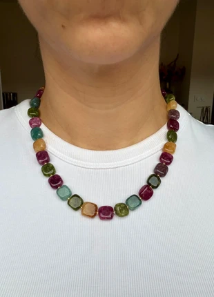 Gemstone Necklace “Square Tourmaline”, merk: Handgemaakt, staat: Nieuw zonder prijskaartje, € 24,95, € 26,90 inclusief Kopersbescherming