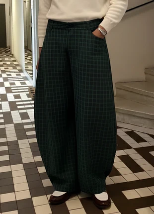Pantalon Large Vert à Carreaux Coupe Ballon / Barrel Leg - Style Vintage, marque: Fashion Type, état: Très bon état, taille: M, 60,00 €, 63,70 € Protection acheteurs incluse