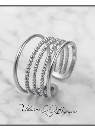 Bague multirangs texturés en acier inoxydable argenté - Uhaina Bijoux, marke: Uhaina Bijoux, zustand: Neu, mit Etikett, größe: Größenverstellbar, 9,00 €, 10,15 € beinhaltet Vinted-Käuferschutz Pro