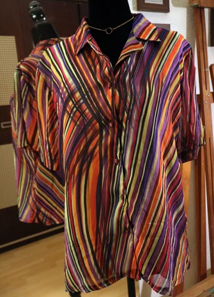 Camisa Vintage Oversize Estampado Óptico Rayas Abstractas Retr Estilo Psicodélico/Pop Art, marque: Vintage Dressing, état: Très bon état, taille: L / 40 / 12, 12,00 €, 13,30 € Protection acheteurs incluse