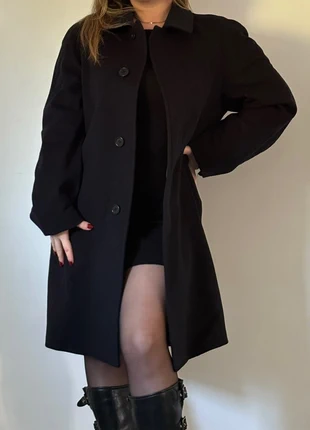 Cappotto nero vintage oversize unisex Facis - black oversized wool coat minimal chic, merk: Vintage Dressing, staat: Heel goed, maat: L / 40 / 12, € 40,00, € 42,70 inclusief Kopersbescherming