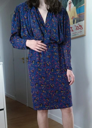 Robe midi cache-coeur motif fleuri vintage 80s chic oldmoney Marcolas pour taille M, marque: Vintage, état: Très bon état, taille: M / 38 / 10, 18,00 €, 19,60 € Protection acheteurs incluse