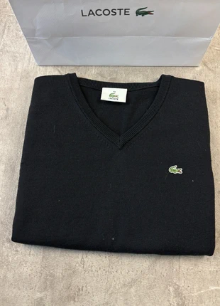 Pull col V lacoste unies noir logo brodé taille XS femme / KZ094, brand: Lacoste, condition: Very good, size: XS / 34 / 6, €34.90, €37.35 includes Buyer Protection