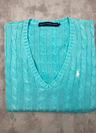 Pull torsadé col V Ralph Lauren bleu turquoise taille L logo brodé, marque: Ralph Lauren, état: Très bon état, taille: L / 40 / 12, 34,00 €, 36,40 € Protection acheteurs (Pro) incluse