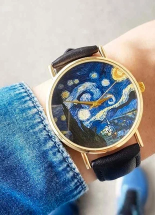 Montre Neuve Hommage Vincent Van Gogh Nuit Etoilée Couleur Or Bracelet Cuir Noir, estado: Novo com etiquetas, tamanho: Tamanho único, €19.90, €21.60 inclui Proteção do Comprador