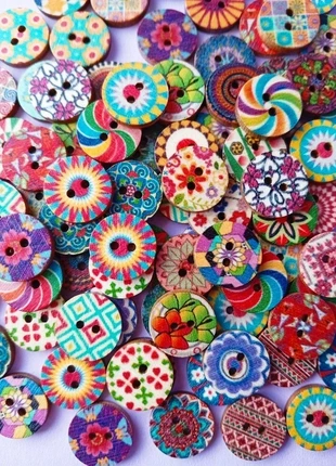 Set Bottoni in Legno in stile multimandala design - Wooden Buttons Set - 20 pezzi (MMA), état: Neuf sans étiquette, 2,90 €, 3,75 € Protection acheteurs incluse