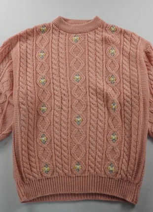 166DAH - Pull moche maille, rose à fleurs, brodé, M, marque: Aurelia, état: Très bon état, taille: M / 38 / 10, 14,99 €, 16,44 € Protection acheteurs (Pro) incluse