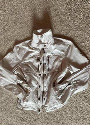 White Biker Racer Jacket with Zipper and button detail 00s Y2K 🪽, marca: OFFICE, estado: Nuevo sin etiquetas, tamaño: L / 40 / 12, 25,00 €, 26,25 € Protección al comprador incluida